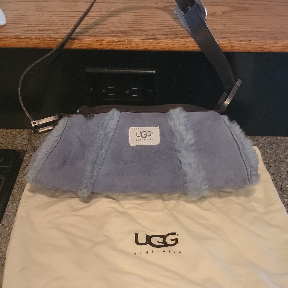 UGG Soft Blue Shearling Shoulder Bag